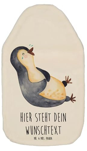 Mr. & Mrs. Panda Personalisierte Wärmflasche Pinguin Lachen - Personalisierte Geschenke, Personalisiertes Wärmekissen, Personalisierter