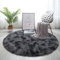 Teppich Rund Teppich Wohnzimmer Hochflor Teppiche Langflor Wohnzimmerteppich für Wohnzimmer Flauschiger Teppich Schlafzimmer Outdoor Carpet (Schwarz grau, 120cm)