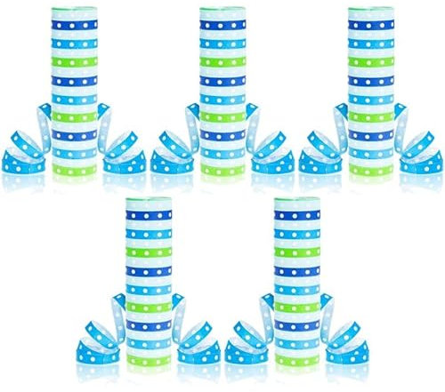 Luftschlangen Papier bunt Party Deko Geburtstag Hochzeit Set holografisch, Stück:5 Stück, Luftschlangen:blau grün Punkte
