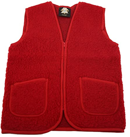 Hollert Unisex Wollweste Beka aus Merinowolle mit Reißverschluss warm und kuschelig Größe L, Farbe Rot
