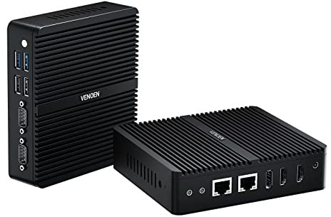 12th gen Mini Computer Desktop PC, Quad Core In-tel N100 processor, Win 11, 4GB DDR4 256GB SSD, 2x HD-MI, DP, 3-display, Dual Lan, 2x RS232 COM, USB3.0, Wifi AC, BT4.2, Small Case, Fanless Design