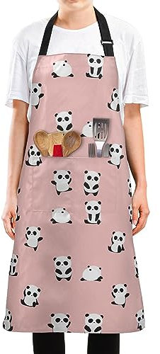 FRODOTGV Bear Meow Schürze, wasserdicht, mit 2 Taschen, für Damen und Herren, verstellbar, zum Backen, Kochen, schmutzdicht, für Restaurant, Malerei, Restaurant, Bear Meow Pink, Einheitsgröße