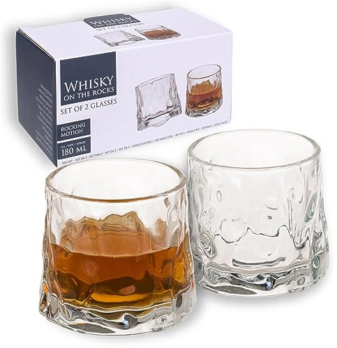 MIJOMA Lot de 2 verres à whisky On the Rocks - Servez et savourez avec style, de haute qualité, pour 180 ml - Le cadeau parfait pour les amateurs de whisky et les connaisseurs