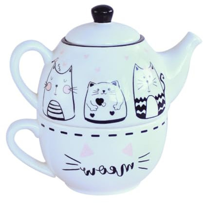 1 Set Cat Teapot Cup Teapot Ceramic Pot Pot Cup Kit Europe and America Setting Decorating Set