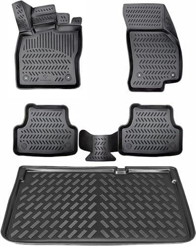ELMASLINE 3D Gummimatten & Kofferraumwanne Set für Skoda KAMIQ | oberer Ladeboden | 2019-2025 Kofferraummatte Zubehör
