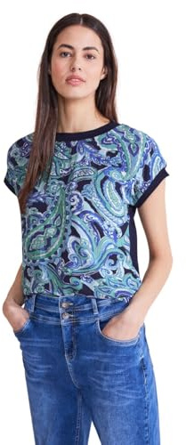 Street One Damen T-Shirt im Materialmix Intense Aqua 42