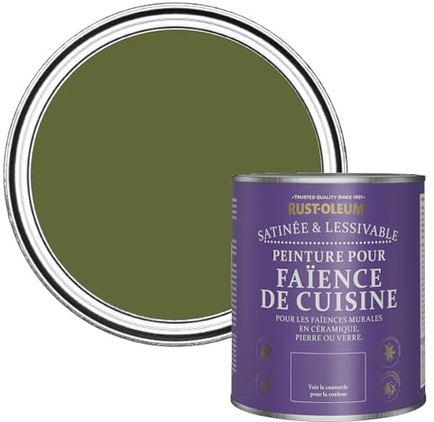 Rust-Oleum Green water resistant Kitchen Tile Paint in Satin Finish - Jasper 750ml