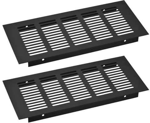 sourcing map 2pcs Rectangle Ventilation Grille Aluminum Alloy Mesh Air Vent Cover Louvered Ventilation Cover for Cabinet Wardrobe Shoe Cabinet Closet, 225x100mm/8.86x3.94