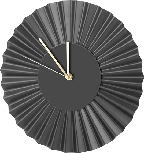 Northpoint Design Edelstahl Fächer Wanduhr- gewelltes Metall Wanduhr Welle Schwarz