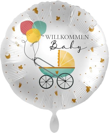 Folienballon Baby Willkommen Ballon Deko Babyparty Luftballon Baby Dusche, Made in EU, Helium geeignet