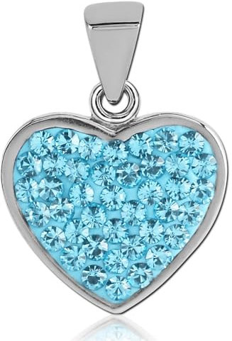 viva-adorno Anhänger Herzanhänger Kettenanhänger Edelstahl Zirkonia Kristall Damen Mädchen Herz AG20, Türkis