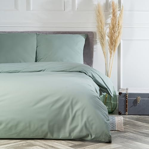 VEL VET HOME VelvetHome Deluxe Bettwäsche 200x200 Baumwolle Bettbezug 200x200 cm mit Kissenbezug 80x80 cm 3 teilig Hohe Qualität Bettwäsche-Set mit Reißverschluss 100% Baumwolle Made in EU Olive