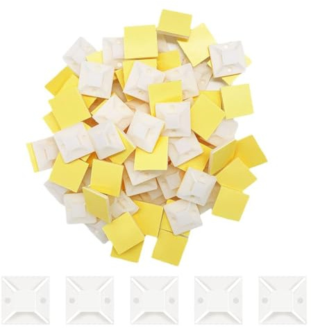 100 Stück Klebesockel für Kabelbinder 20 mm x 20mm Montagesockel Kabelbinderhalter Set Schraubsockel Selbstklebend Kabelschelle Klebepads Kabelhalter