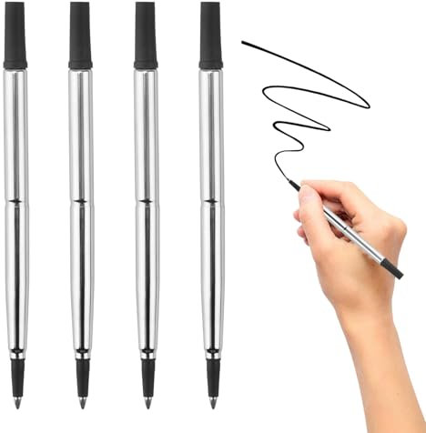 4Pcs Black Rollerball Pen Refills Compatible with Parker Quick Rollerball Pens 0.7mm Medium Tip Smooth Quick Drying, School Office Supplies for Personal Writing Drawing Use Back to School Gift