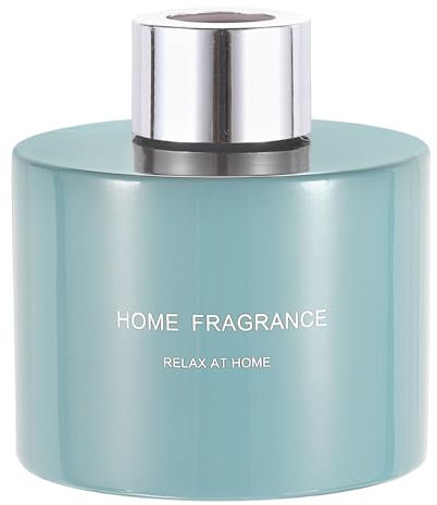 sourcing map Empty Glass Diffuser Bottle 140ml/4.7oz Refillable Fragrance Accessories Aromatherapy Jar Container for Replacement Reed Diffuser DIY Home Bathroom Blue with Silver Tone Cap