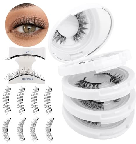 Faux Cils Magnetique Avec Applicateur, 4 Paires Naturel Cils Magnetique Aimant Réutilisable, WENDY LASHES Cils Magnetique Faciles à Porter Et à Enlever, Pas Besoin De Colle Cils(Y1+Y3)