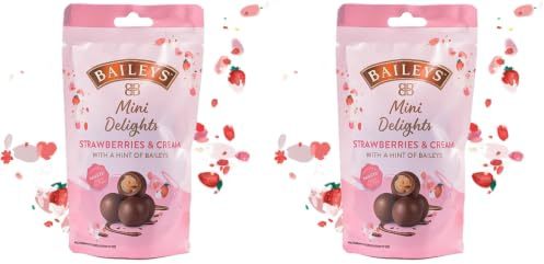 Baileys Chocolate Mini Delights Strawberries & Cream | 1 x 102 g | zartschmelzende Mini-Pralinen | Pralinen Geschenk | gefüllt mit Baileys Likör (Packung mit 2)