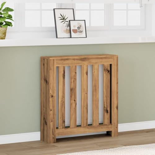 Brokky Radiator Cover Artisan Oak 78x20x82 cm Engineered Wood-Radiator Cover Modern MDF Vertical Slats Wood Decorative Cabinet for Living Room Bedroom Hallway,Large