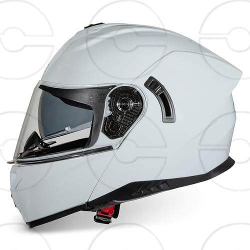 CRUIZER Casco Moto Scooter Modulare Bianco Lucido Doppia Visiera con Visiera aggiuntiva oscurata S
