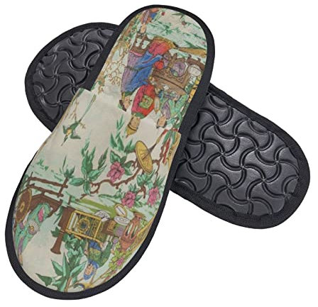 Chaussons Femme Homme Toile De Chinoiserie Chinoise Hiver Pantoufles Antidérapant Pantoufles En Peluche Confortable Chaud Chaussons Pour Extérieur Intérieur Voyager L