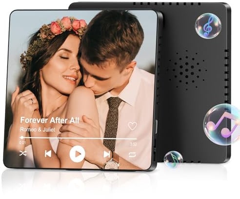 BFUNCO Personalised Music Fridge Magnet, Customised Photo Gifts, Recordable (Black, Acrylic, Art_Deco, small, 1 piece)