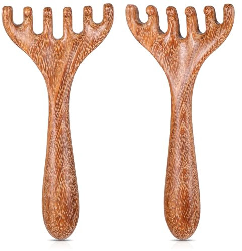 Kopfhaut-Massager Holz 2er Pack Tragbarer Kopfkratzer Massager Zur Entspannung & Stressreduktion Kopf Massagegerät Kopfhaut Holzkamm Für Mutter, Schwester Und Liebhaber Kopfhaut-Meridiane