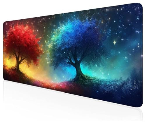 Tapis de Souris XXL 1200x600x3mm Bleu,Grand Tapis de Souris Gamer Les Arbres avec Base en Caoutchouc Antidérapant Extended Mousepad,pour Gamer,Pc et DéCoration de Bureau,Accessoire Bureau M-95