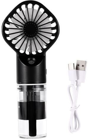 BTFO Ventilador Nebulizador Portátil, ABS 4 Velocidades Viento Ajustables Recargable con Pulverizador Agua Práctico Enfriador para Viajes Senderismo Camping Hogar Oficina (Negro)