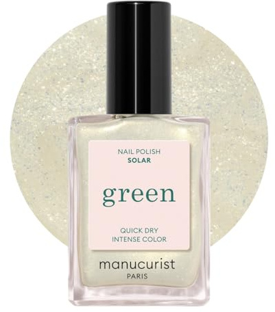 Manucurist - Green Esmalte de Uñas Solar - Pintauñas Blanco Con Reflejos Dorados - Clásico 9-Free - Esmalte Vegano y Orgánico (83%) - Manicura Profesional - 15 ml