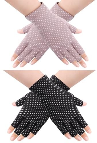 Qzakce Damen UV Sonnenschutz Handschuhe 2 Paar Rutschfeste Fahrradhandschuhe Sommer Dünne Sonnenhandschuhe Reithandschuhe für Mädchen Frauen Sommer Outdoor Radfahren Autofahren Golf