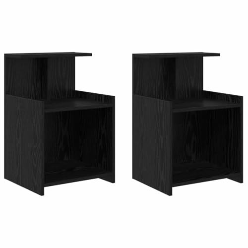vidaXL Nachttisch 2 pcs Schwarz Eichen-Optik 40 x 35 x 60 cm, Moderner Schlafzimmer-Stauraum, rechteckiger Nachttisch, platzsparendes Möbel, kompakter Beistelltisch