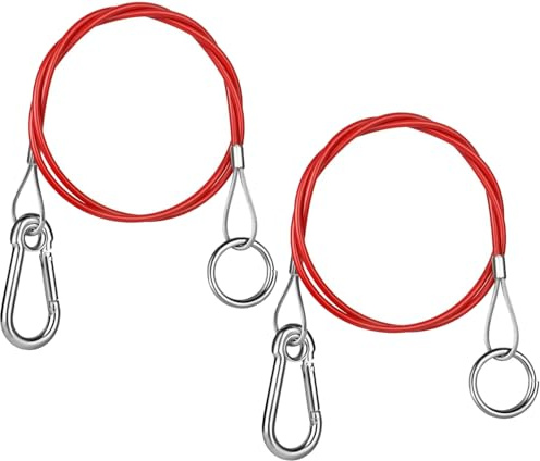 MVOLEGDE 2 Stück Abreißseil Anhänger, Rot Edelstähle Ring Anhänger Zubehör, Abreisseil für Anhängers, Bremsseil Anhängers, für Alle Arten Von Gebremsten Anhängern und Wohnwagen, Booten