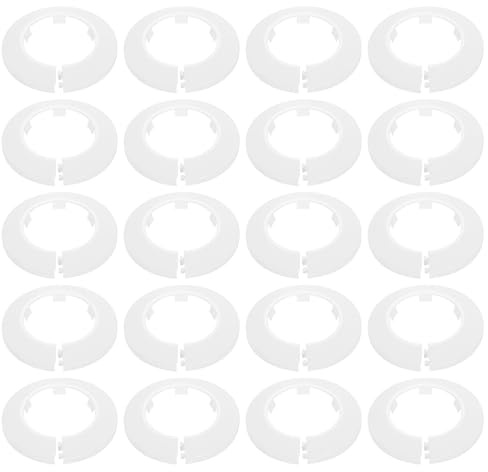 QUARKZMAN 20pcs Cache-Tuyau À Bride Décoratif 1.97 (50mm) Blanc | Collier En Plastique À Clipser, Collier Ornemental Pour Salle De Bain, Cache-Trou Murale Pour Évier Tuyau Radiateur