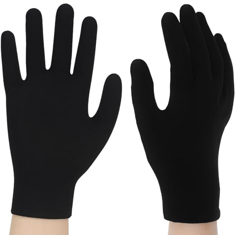 Xelsluthe 12 Pairs Black Cotton Gloves for Men Women, Black Work Gloves, Work Gloves Liners for Jewelry Inspection, Photography, Formal Costume