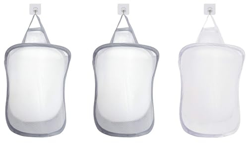 BDHI 3pcs Pop Up Laundry Storage Basket Hanging Laundry Hamper Mesh Laundry Baskets for Home Hotel Travel Camping(Y368-3)