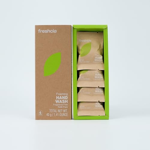 Freshcia Foaming Hand Wash Tablets, Water-Activated Refills, 4 Pack, 300ml Each, Multiple Scents Available, Fragrance-Free for Sensitive Skin