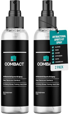 2 Pack, Antibacterial Boxing Glove Deodoriser & Cleaner Spray – Kills 99.9% of Germs – Floral Scent Disinfectant for Muay Thai, MMA Gear, Shoes & Bags (2x150ml) – Sports Kit Spray, COMBACT