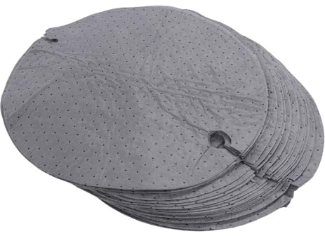 Naroote 25 St Absorberande Kuddar på Trumman, 55 Cm i Diameter, Oljeabsorberande Kuddar, Starka Adsorptionsdynor för 55 Gallon Fat med Hål, Idealisk för Olja, Vatten, Kylmedel och Lösningsmedel