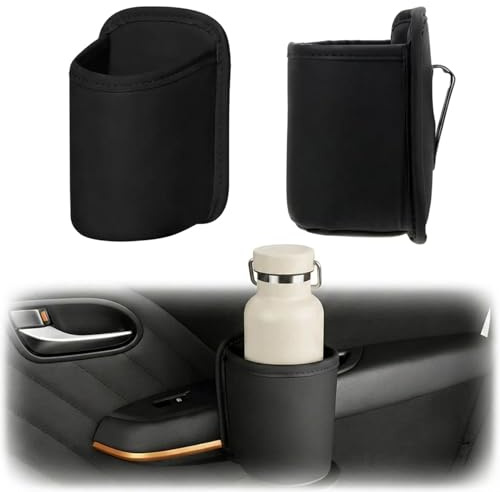 Tryagat 2 Pcs Car Cup Holder for BMW X7 G07 2026 2025-2018, Auto Organizer Multifunctional Drinks Holder Side Door Storage Bag Premium Leather Black
