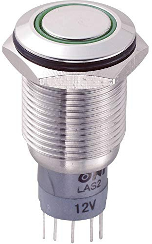TRU COMPONENTS 701907 LAS2GQF-11E/G/12V/S/P Vandalismusgeschützter Drucktaster 250 V/AC 3 A 1 x Ein/(Ein) tastend Grün