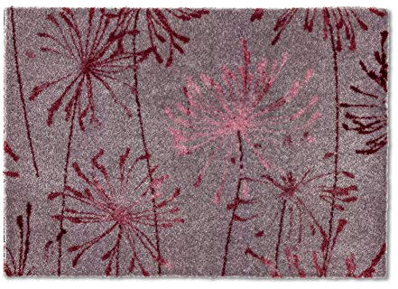 Schöner Wohnen Kollektion Fußmatte innen - Schmutzfangmatte 67x100cm Pusteblume grau-Rose - rutschfeste Sauberlaufmatte robust - Fussmatte Haustür - Türmatte waschbar bei 30°C