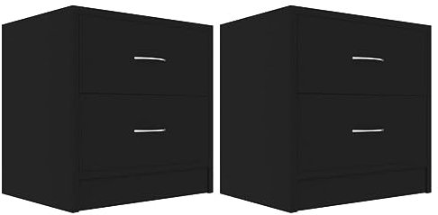 vidaXL 2X Nachttisch mit 2 Schubladen Nachtschrank Nachtkommode Nachtkonsole Schlafzimmer Kommode Schrank Nachtschränkchen Schwarz 40x30x40cm Holzwerkstoff