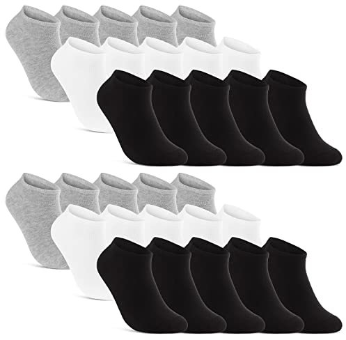 10 | 20 | 30 Paar Sneaker Socken Herren Damen Schwarz Weiß Grau Baumwolle 16900 (10x Schwarz + 10x Weiß + 10x Grau 39-42)