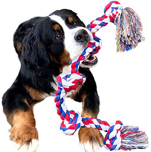 Youngever Hundespielzeug aus Seil für Starke große Hunde, Seil für Aggressive Kauen, große Hunderassen, Indestructible Rope for Large Breed Dog Tug War Teeth Cleaning (105cm 5Knoten)