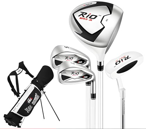PGM Junior Golfschläger, Rio Golfschläger Komplettset Rechtshänder für Kinder 3-5, 4 Stück Jugend-Golfschläger mit Standtasche für Jungen und Mädchen, Schwarz