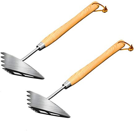 HH-CC Houe Triangulaire portative de qualité supérieure, avec Manche en Bois à Lame en Acier Inoxydable, utilisée pour désherber, desserrer et enlever Les Feuilles mortes