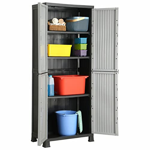 Festnight Armoire Plastique Rangement Armoire Balcon Armoire de Jardin Armoire Plastique Rangement Exterieur Armoire en Plastique- 68 x 39 x 171.5 cm-4x