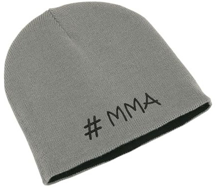 Hashtag MMA Mixed Martial Arts Unisex Bestickte Doppelschicht Beanie Wintermütze Kunst, grau, One size