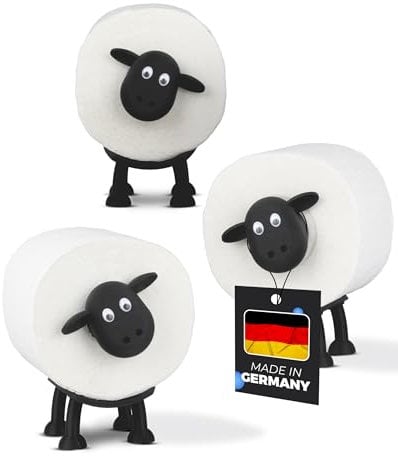 LAYERSMITH® 3X Schaf Toilettenpapierhalter [DAS ORIGINAL] für 42mm Rollen - als Deko für Toilettenpapier, Klorollenhalter, Klopapierhalter oder als Geschenk - Emma, Dori & Flocke