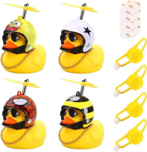 Gelbe Ente Auto Ornament 4 Stück Gummiente Spielzeug Gummi Gelb Ente Auto Ornament Gummienten Spielzeug Ornamente Gummi Gelb Ente Spielzeug für Autozubehör Fahrradzubehör Haus Dekoration